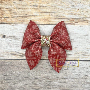 Rory Gail Handmade Bows Red Snowflake 3 inch Sailor Bow