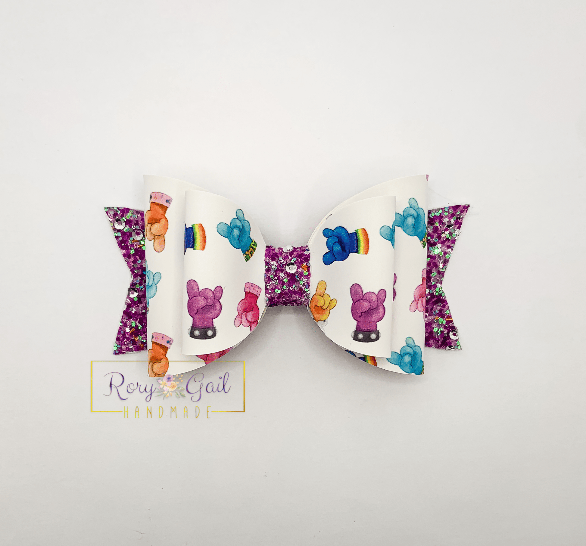 Rory Gail Handmade Bows Rock and Roll Troll-Inspired 4” Bow