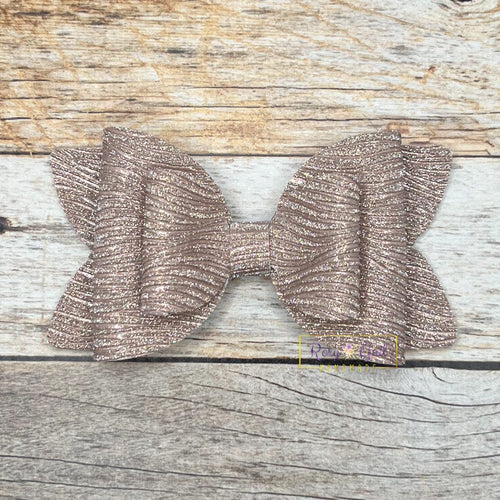 Rory Gail Handmade Bows Rose Gold Wave Glitter 4” Double Diva Bow