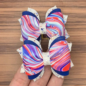 Rory Gail Handmade Bows RWB Oil Spill 2.5 inch Phoebe Piggies