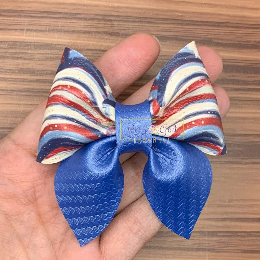 Rory Gail Handmade Bows RWB Stripes 3 inch Sailor Bow