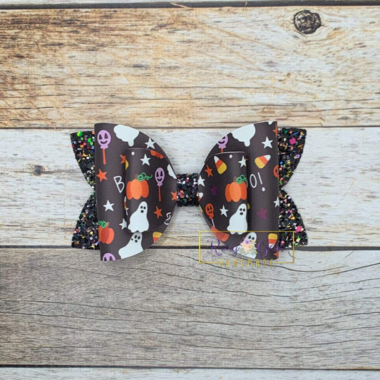 Rory Gail Handmade Bows Spooky Cute Halloween 4” Double Diva Bow
