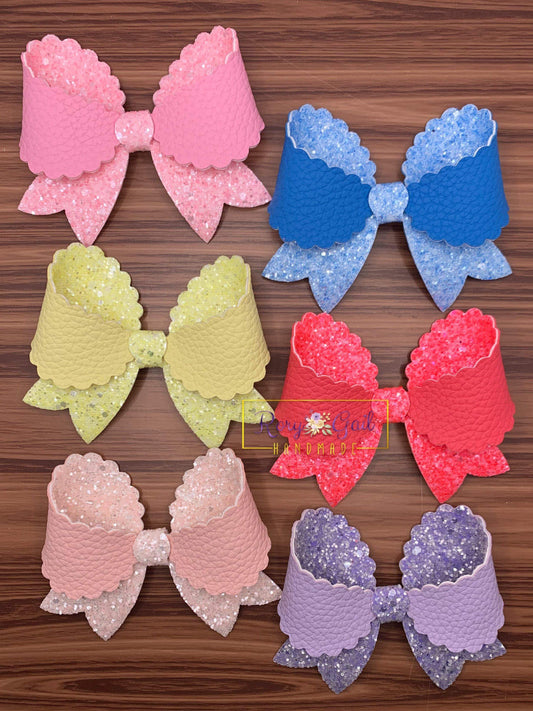 Rory Gail Handmade Bows Spring Solids 4 inch Fancy Scalloped Bow