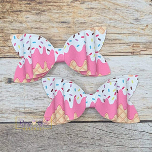 Rory Gail Handmade Bows Sprinkle Drip Ice Cream 3” Double Diva Piggies