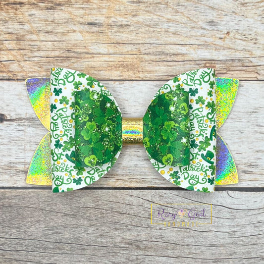 Rory Gail Handmade Bows St. Patrick’s Day 4” Double Diva Bow