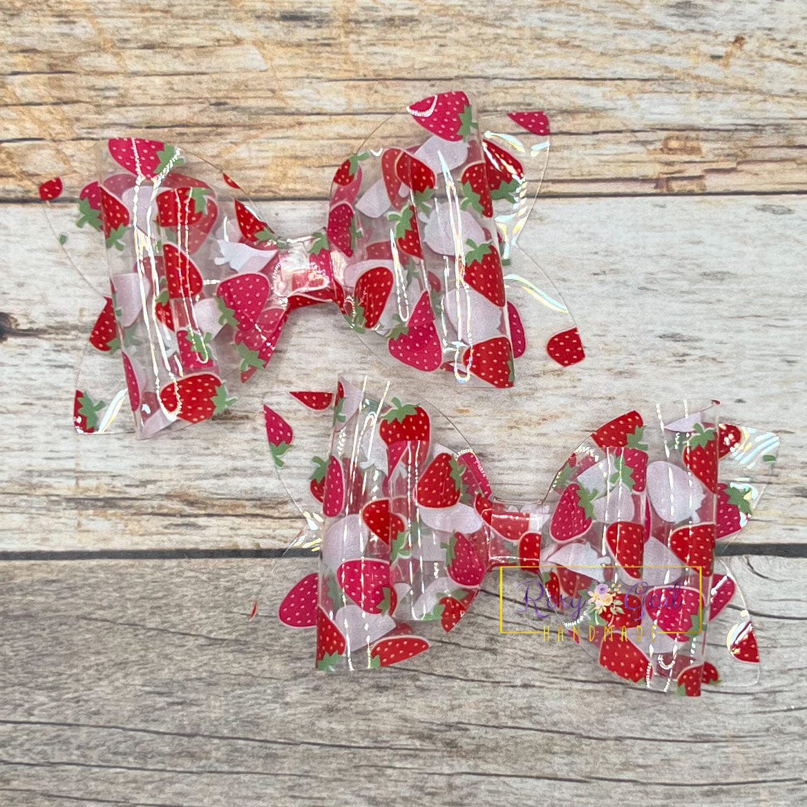 Rory Gail Handmade Bows Strawberry Jelly 3” Double Diva Piggies