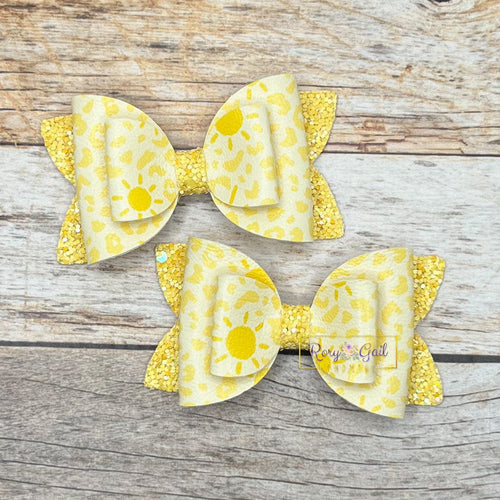 Rory Gail Handmade Bows Sunny Leopard 3” Double Diva Piggies