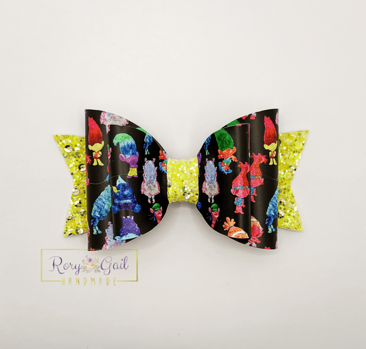 Rory Gail Handmade Bows Troll Toss Inspired 4” Bow