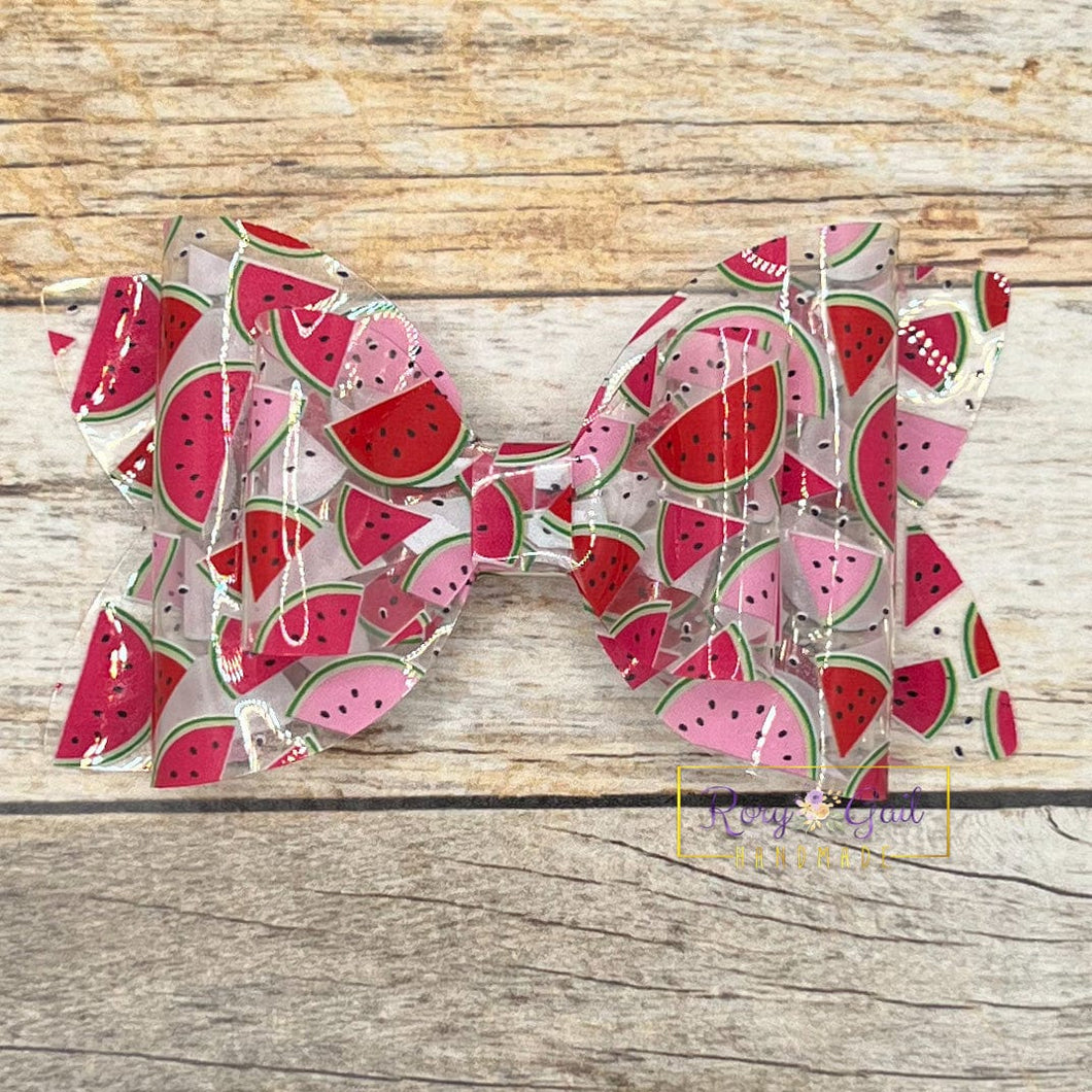 Rory Gail Handmade Bows Watermelon Jelly 4” Double Diva Bow