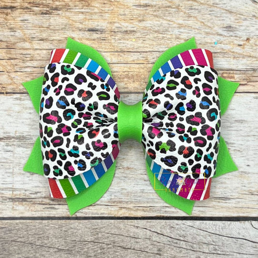 Rory Gail Handmade Bright Leopard 3.5” Phoebe Bow