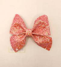 Load image into Gallery viewer, Rory Gail Handmade Bubblegum Sailor Bow Sherbet Glitter 3”
