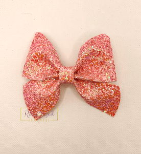 Rory Gail Handmade Bubblegum Sailor Bow Sherbet Glitter 3”
