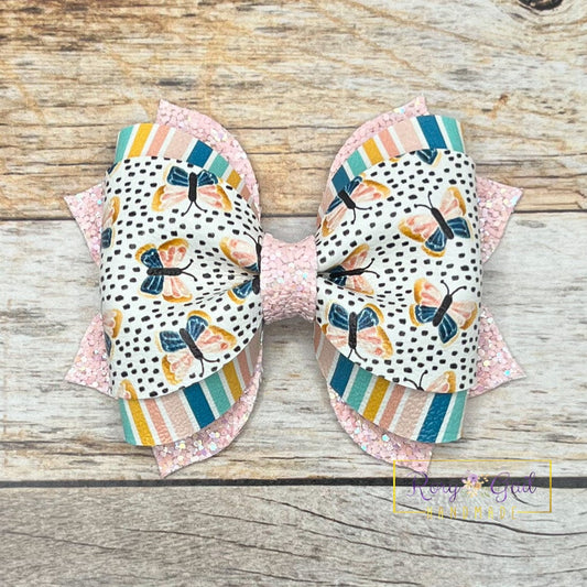Rory Gail Handmade Butterflies and Dashes 3.5 Inch Phoebe Bow