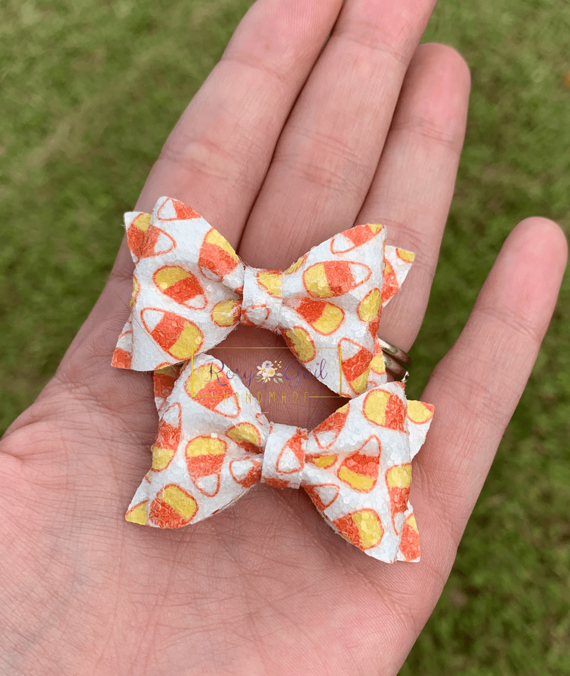 Rory Gail Handmade Candy Corn Glitter Bow Tie Piggies