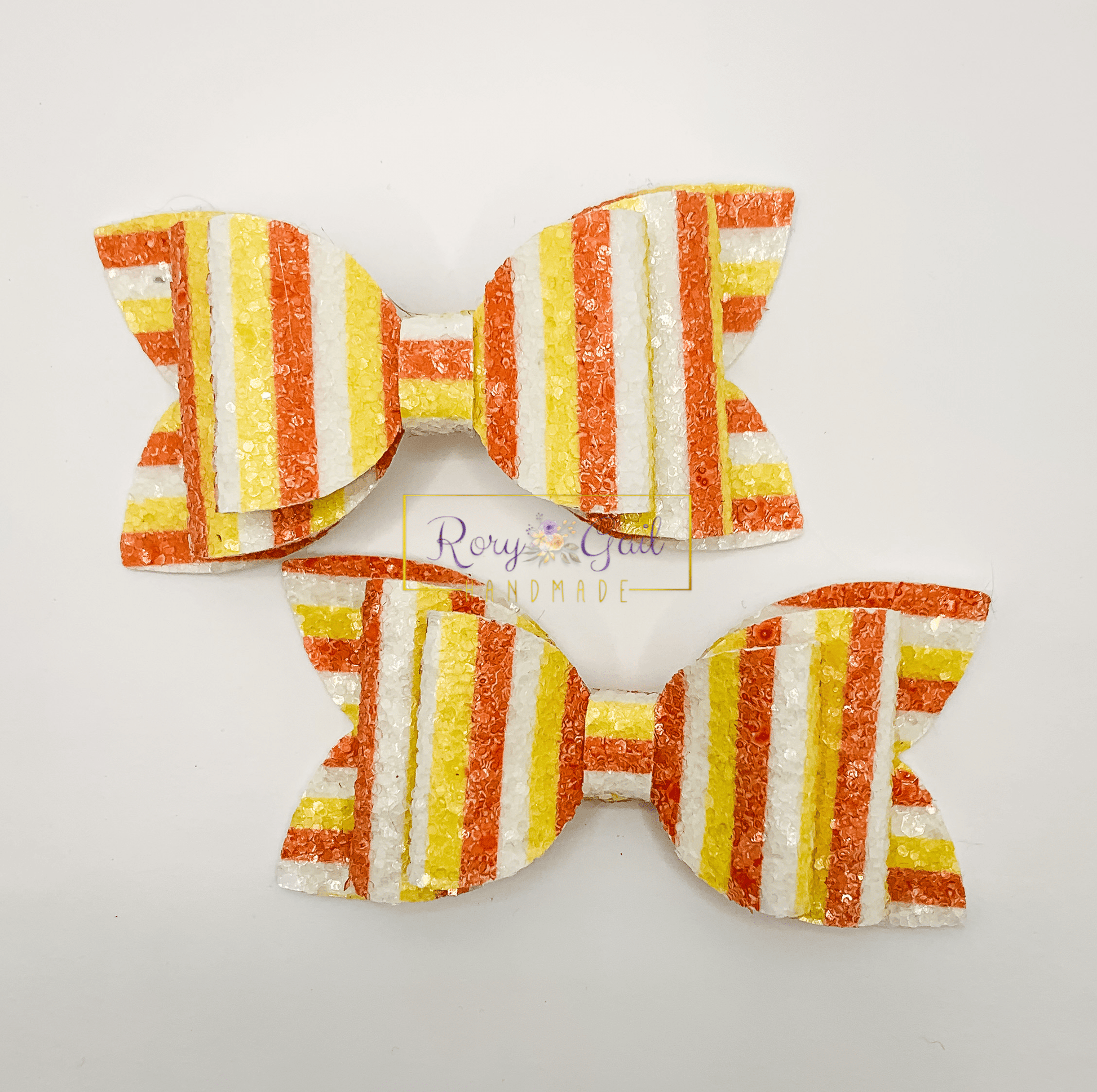 Rory Gail Handmade Candy Corn Stripes Glitter 3” Double Diva Piggies