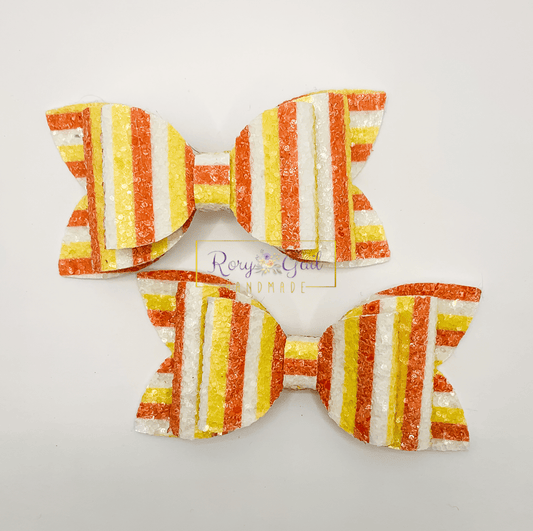 Rory Gail Handmade Candy Corn Stripes Glitter 3” Double Diva Piggies
