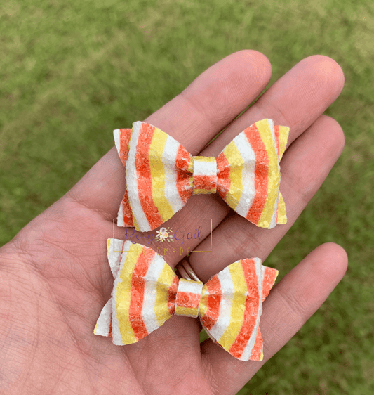 Rory Gail Handmade Candy Corn Stripes Glitter Bow Tie Piggies