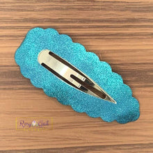 Load image into Gallery viewer, Rory Gail Handmade Clips Blue Jewel Large Scalloped Snap Clips
