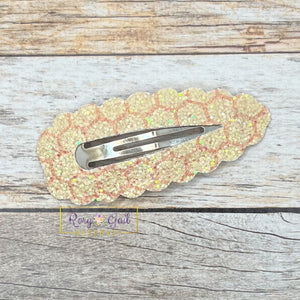 Rory Gail Handmade Clips Glitter Honeycomb Large Scalloped Snap Clips