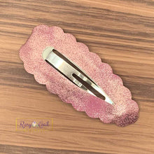 Load image into Gallery viewer, Rory Gail Handmade Clips Pink Jewel Large Scalloped Snap Clips
