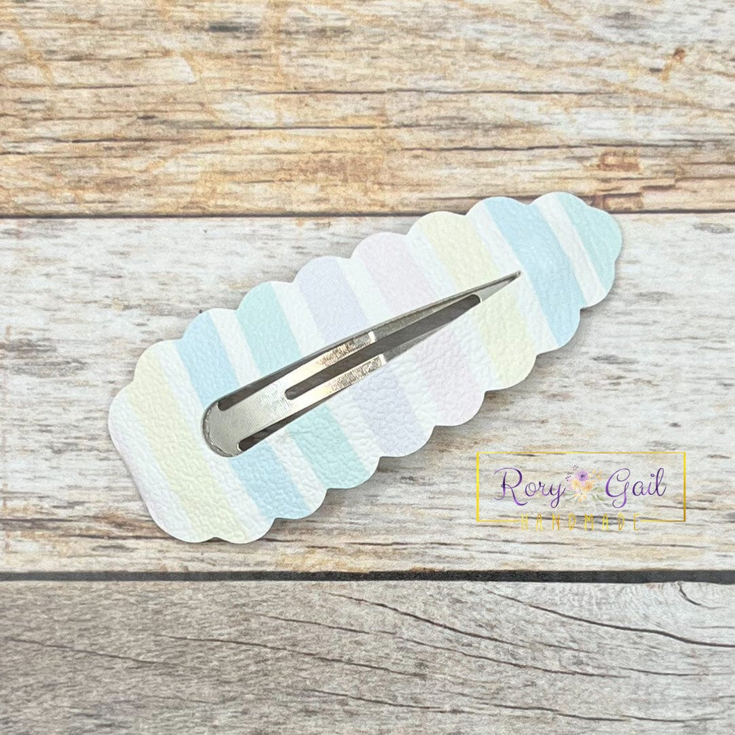 Rory Gail Handmade Clips Rainbow Whisper Pastel Solids Large Scalloped Snap Clips