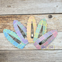 Load image into Gallery viewer, Rory Gail Handmade Clips Spring Plaid Large Scalloped Snap Clips
