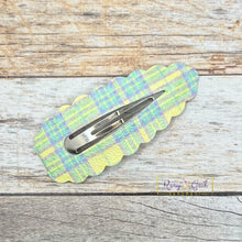 Load image into Gallery viewer, Rory Gail Handmade Clips Spring Plaid Large Scalloped Snap Clips
