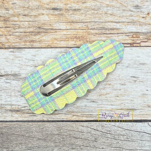 Rory Gail Handmade Clips Spring Plaid Large Scalloped Snap Clips