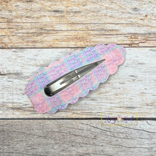 Load image into Gallery viewer, Rory Gail Handmade Clips Spring Plaid Large Scalloped Snap Clips
