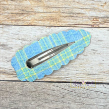 Load image into Gallery viewer, Rory Gail Handmade Clips Spring Plaid Large Scalloped Snap Clips
