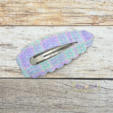 Load image into Gallery viewer, Rory Gail Handmade Clips Spring Plaid Large Scalloped Snap Clips
