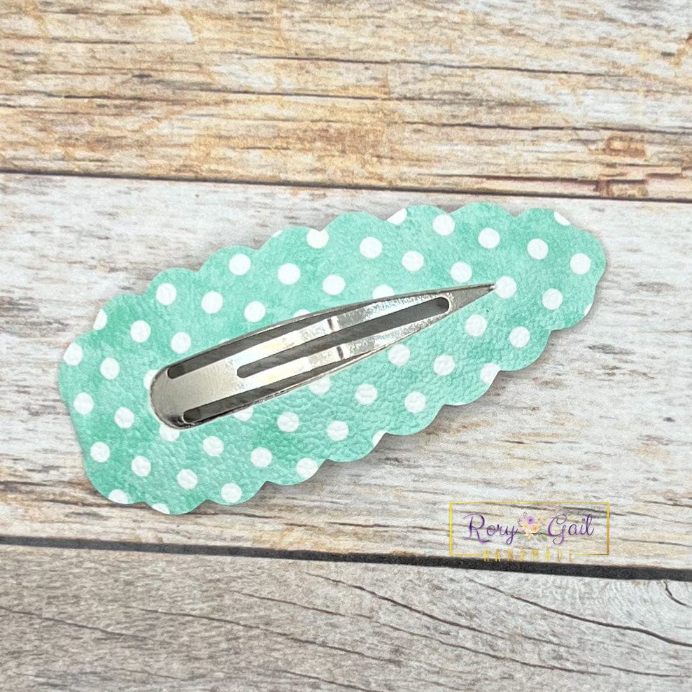 Rory Gail Handmade Clips Spring Polka Dots Large Scalloped Snap Clips