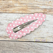 Load image into Gallery viewer, Rory Gail Handmade Clips Spring Polka Dots Large Scalloped Snap Clips
