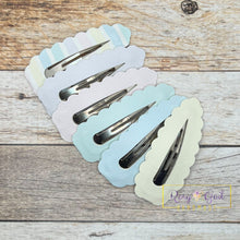 Load image into Gallery viewer, Rory Gail Handmade Clips Whisper Pastel Solids Large Scalloped Snap Clips
