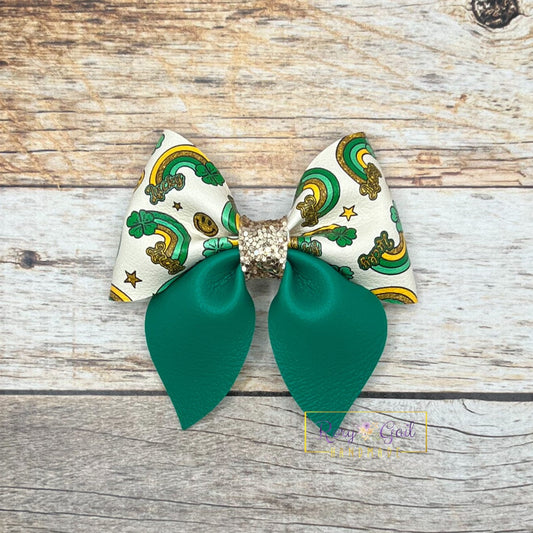 Rory Gail Handmade Clover Rainbow 3 inch Sailor Bow