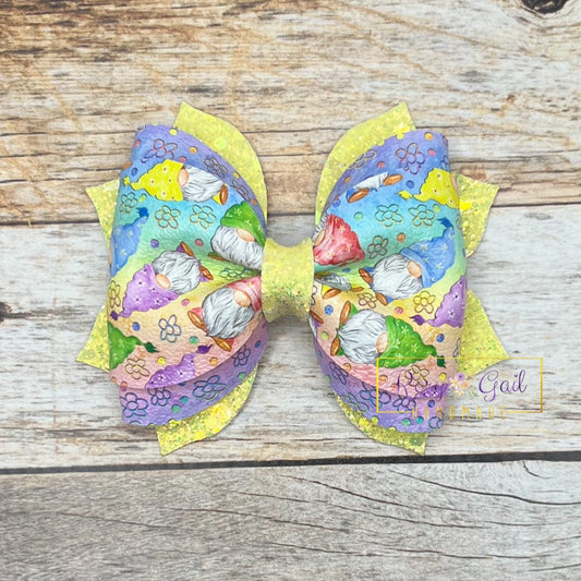 Rory Gail Handmade Colorful Easter Gnomes 3.5” Phoebe Bow