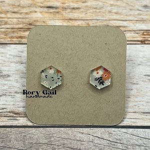 Rory Gail Handmade Earrings Grey Floral Acrylic Stud Earrings