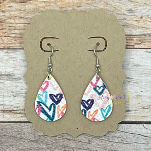 Rory Gail Handmade Earrings Hand-drawn Hearts 1.5 inch Teardrop Earrings