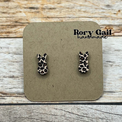 Rory Gail Handmade Earrings Leopard Marshmallow Bunny Acrylic Stud Earrings