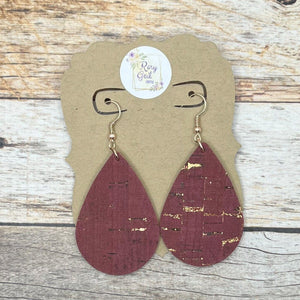 Rory Gail Handmade Earrings Natural Wine Valentine’s 2 inch Teardrop Earrings