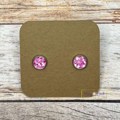 Rory Gail Handmade Earrings Pink Summer Sparkle 8mm Stud Earrings