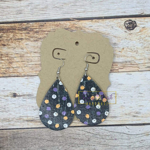 Rory Gail Handmade Earrings Polka Dots Halloween 2 inch Teardrop Earrings