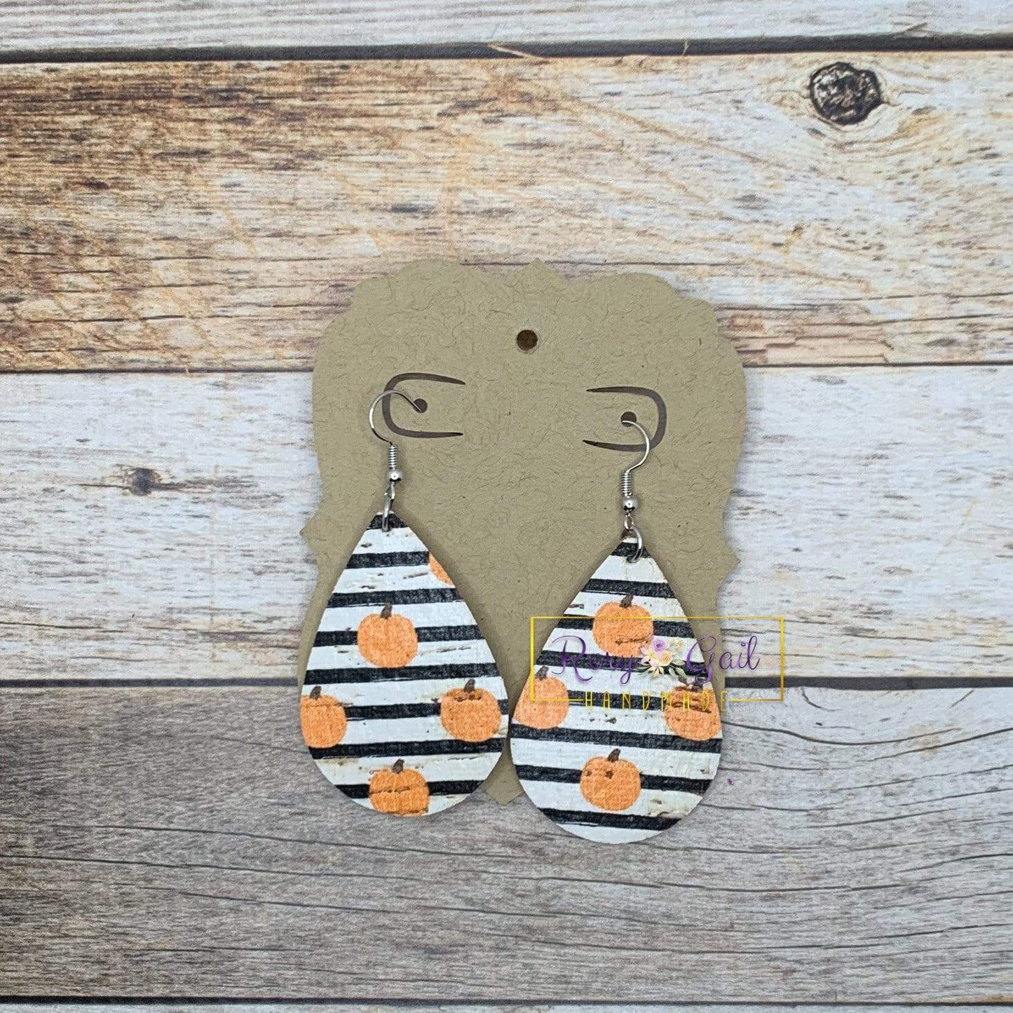 Rory Gail Handmade Earrings Pumpkins Halloween 2 inch Teardrop Earrings