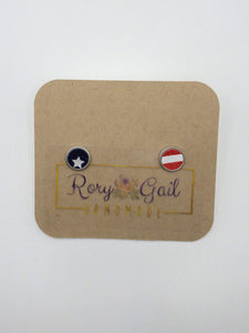 Rory Gail Handmade Earrings Stars and Stripes 8mm Stud Earrings