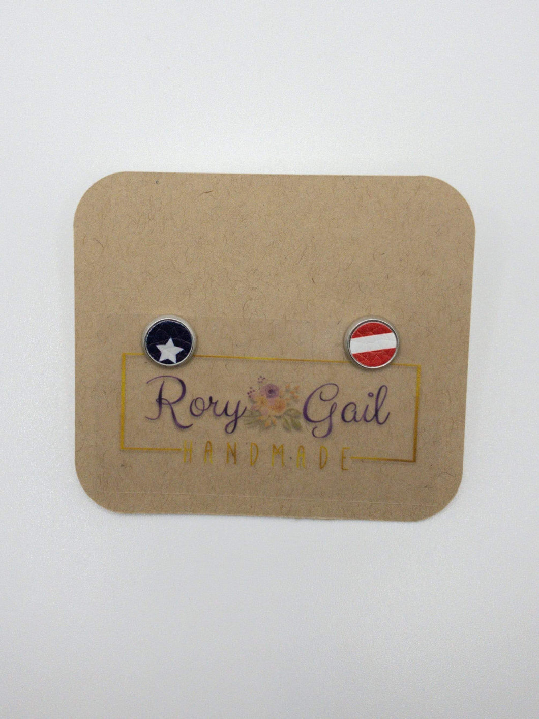 Rory Gail Handmade Earrings Stars and Stripes 8mm Stud Earrings