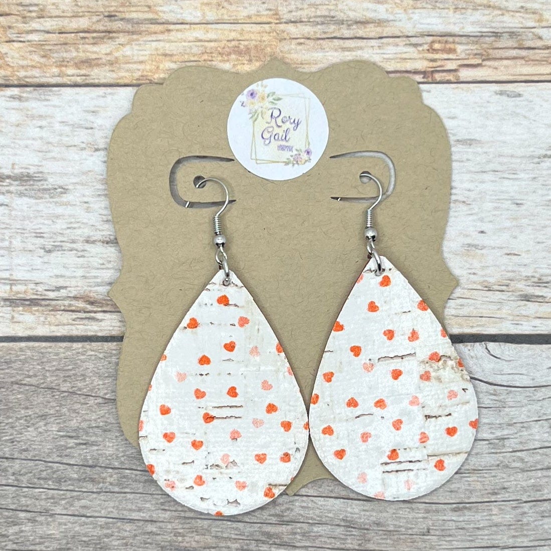 Rory Gail Handmade Earrings Tiny Hearts Valentine’s 2 inch Teardrop Earrings