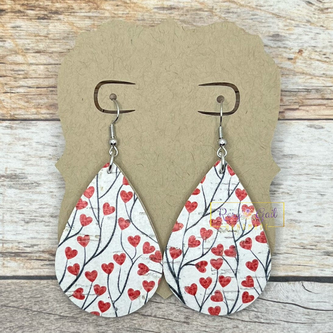 Rory Gail Handmade Earrings Tree of Hearts 2 inch Teardrop Earrings