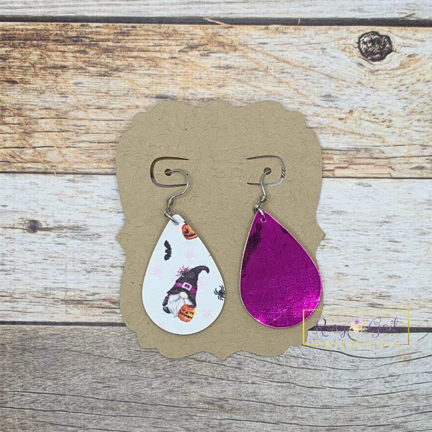 Rory Gail Handmade Earrings Witchy Gnomes Halloween Double Sided 1.5 inch Teardrop Earrings