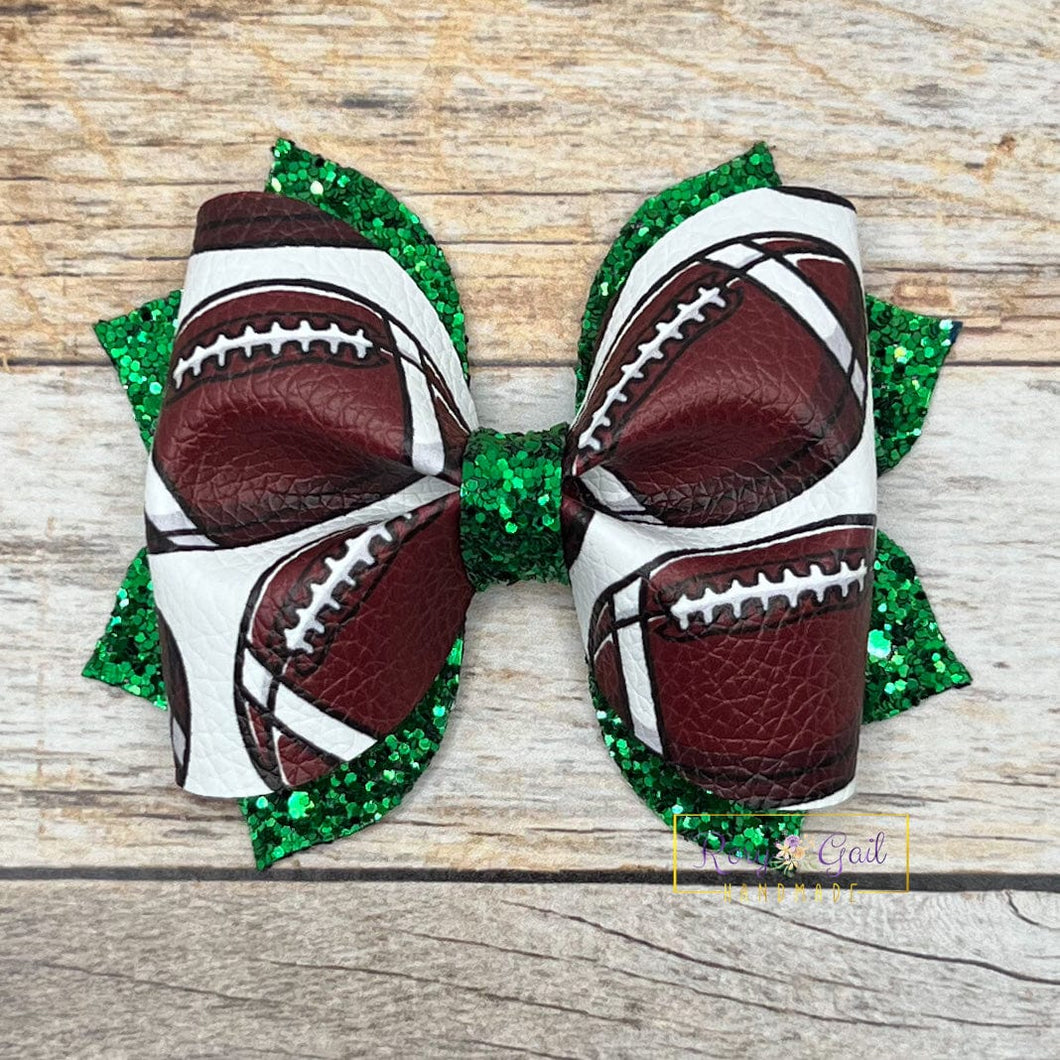 Rory Gail Handmade Football 3 inch Pinch Bow