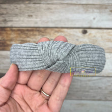 Load image into Gallery viewer, Rory Gail Handmade Headband Grey Knit Top Knot Headband
